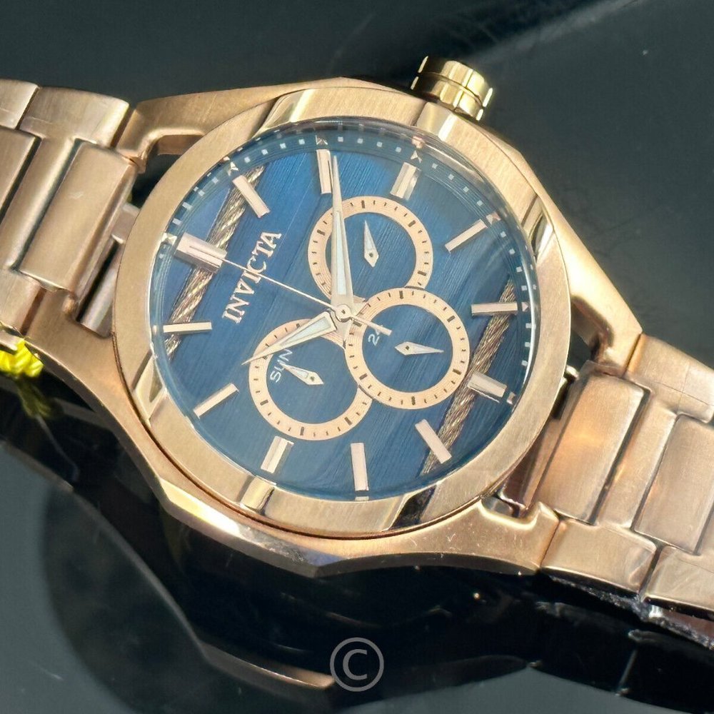 NEW Invicta 31835 Bolt 48MM Blue Dial Rose-Tone Stainless Steel Bracelet Watch